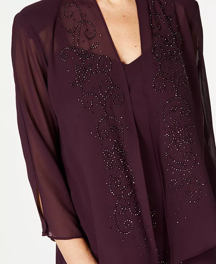 Alfani R & M Richards R&M Richards Sleeveless Beaded V-Neck Dress And Jacket Women's Fashion Shoes & Accessories