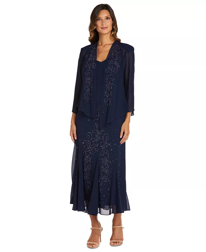 Alfani R & M Richards R&M Richards Sleeveless Beaded V-Neck Dress And Jacket Women's Fashion Shoes & Accessories