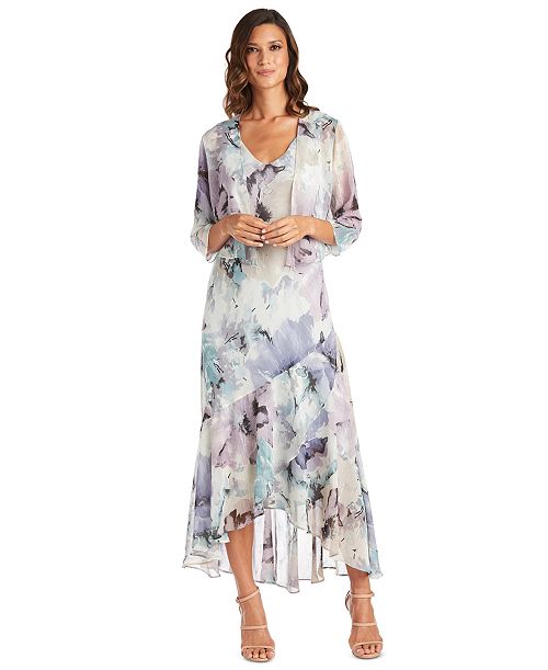 alfani R & M Richards Women's Printed Sleeveless Midi Dress & Cropped Jacket Women's Fashion Shoes & Accessories