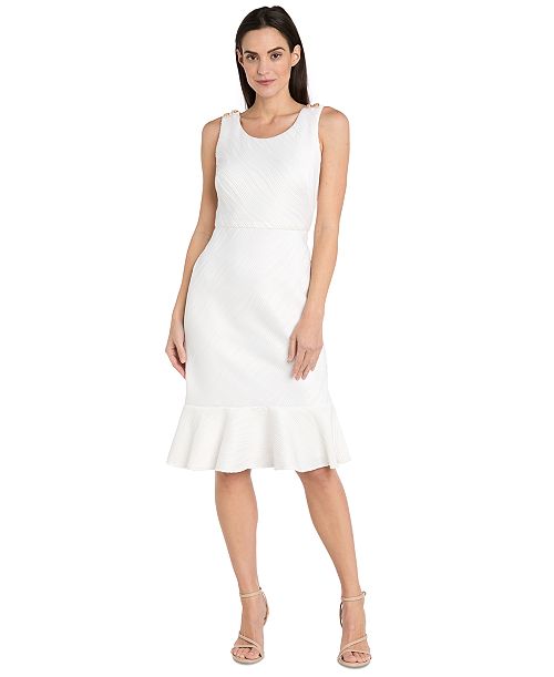 alfani R & M Richards Women's Wavy Jacquard Flounce-Hem Dress Women's Fashion Shoes & Accessories