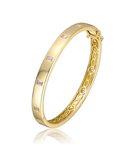 alfani Rachel Glauber 14K Gold Plated Bezel Set Cubic Zirconia Bangle Bracelet Jewelry & Watches
