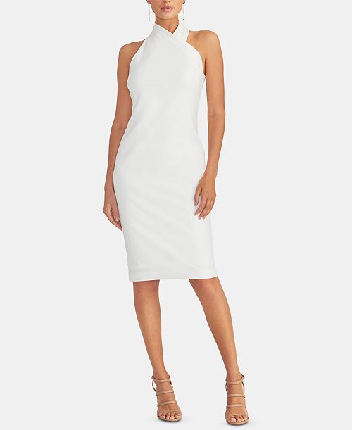 alfani RACHEL Rachel Roy Sleeveless Halter Sheath Dress Women's Fashion Shoes & Accessories