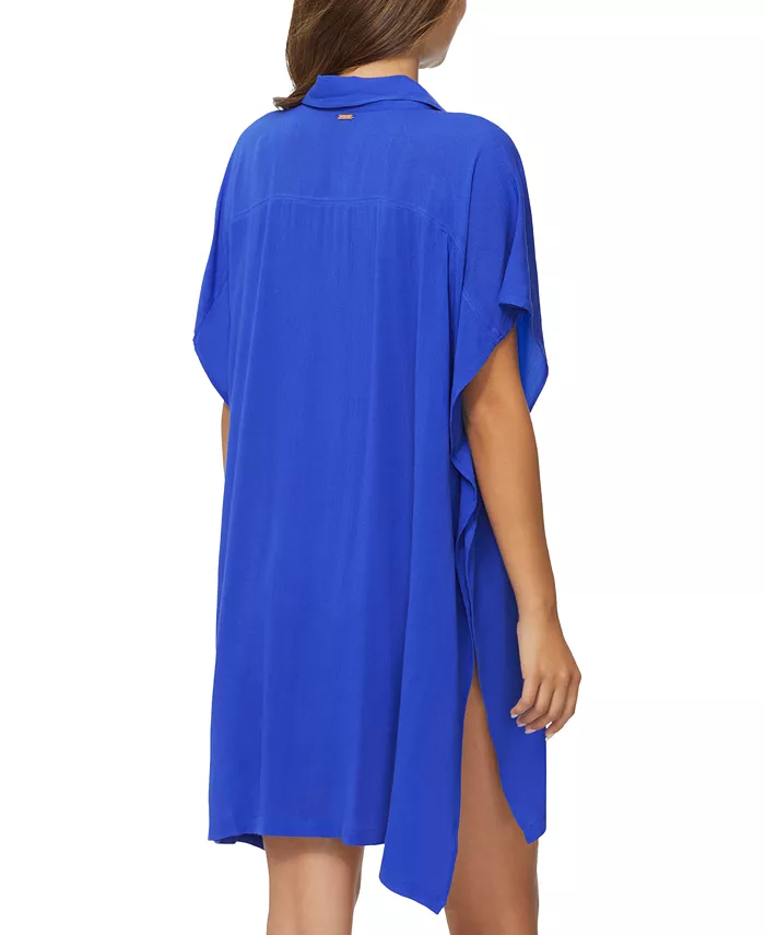 Alfani Raisins Juniors' Vacay Button-Front Cover-Up Tunic Shirt Women's Fashion Shoes & Accessories