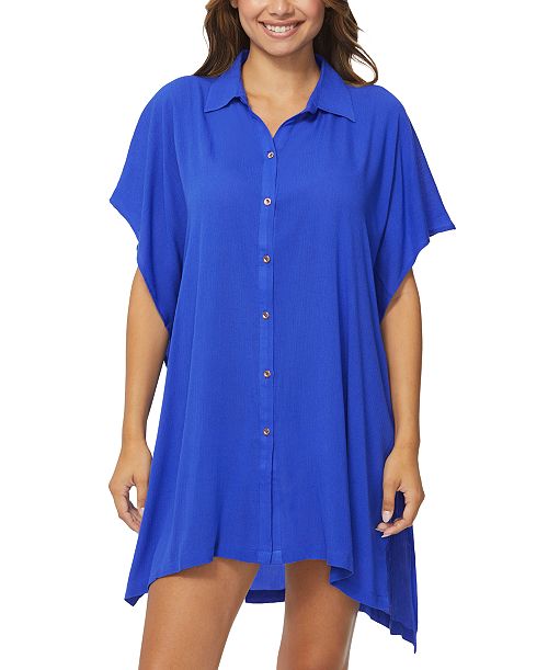 alfani Raisins Juniors' Vacay Button-Front Cover-Up Tunic Shirt Women's Fashion Shoes & Accessories