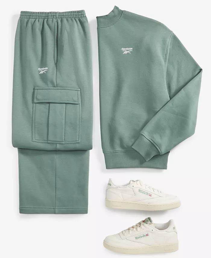 Alfani Reebok Women's Fleece Crewneck Sweatshirt & Cargo Fleece Sweatpants Women's Fashion Shoes & Accessories