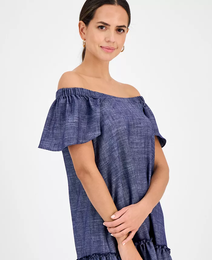 Alfani Robbie Bee Women's Square-Neck Short-Sleeve Shift Dress Women's Fashion Shoes & Accessories