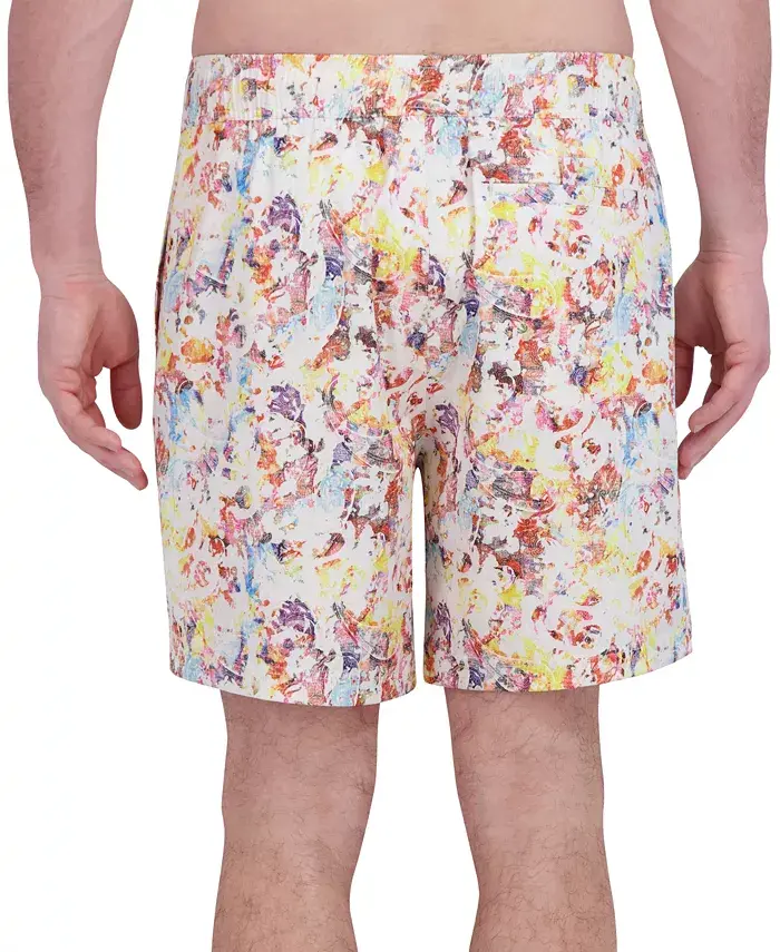 Alfani Robert Graham Men's Drew Floral Print Drawstring 7" Swim Trunks Men's Fashion & Accessories