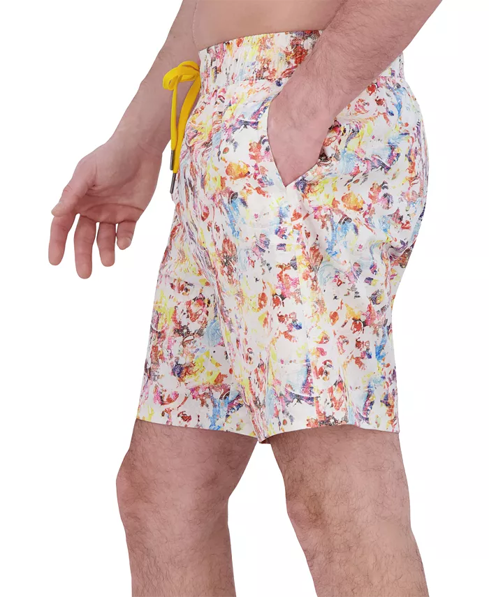 Alfani Robert Graham Men's Drew Floral Print Drawstring 7" Swim Trunks Men's Fashion & Accessories