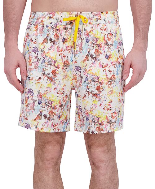 alfani Robert Graham Men's Drew Floral Print Drawstring 7" Swim Trunks Men's Fashion & Accessories