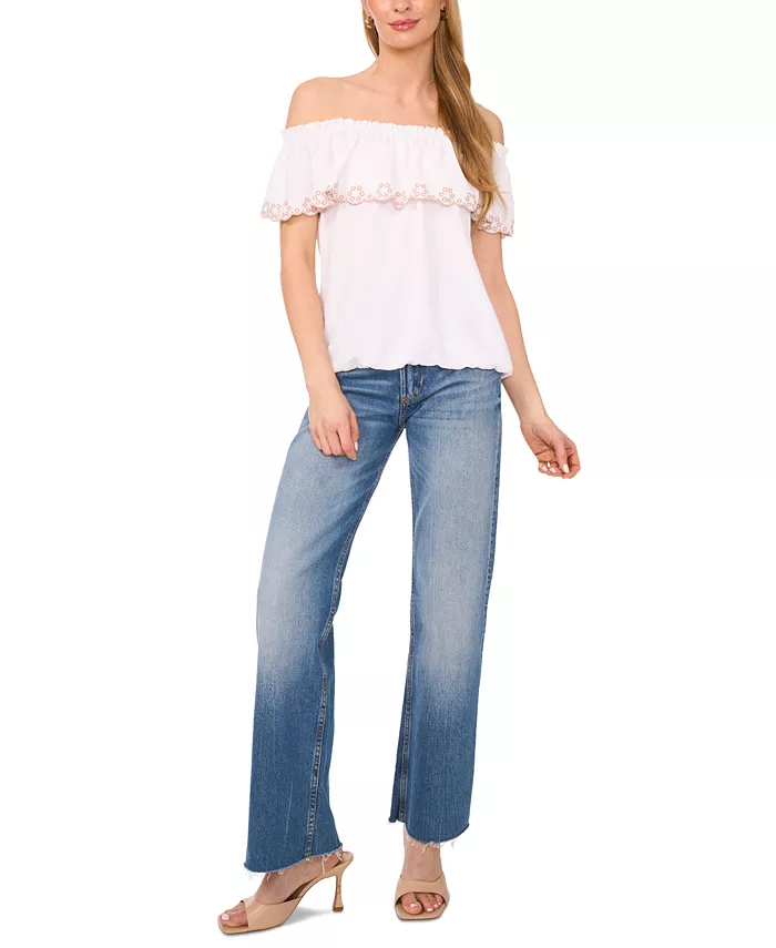 Alfani Sam & Jess Women's Embroidered Off-The-Shoulder Top Women's Fashion Shoes & Accessories