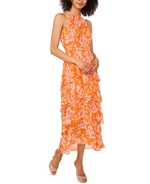 alfani Sam & Jess Women's Floral-Print Maxi Halter Dress Women's Fashion Shoes & Accessories