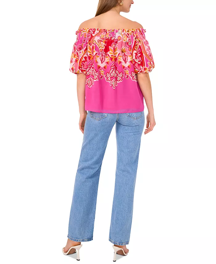Alfani Sam & Jess Women's Printed Smocked Off-The-Shoulder Top Women's Fashion Shoes & Accessories
