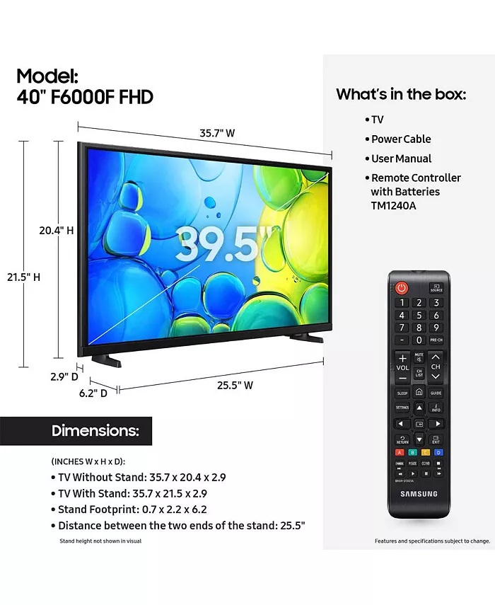 Alfani Samsung 40" Class 4K FHD LCD Smart TV - UN40F6000FFXZA Electronics