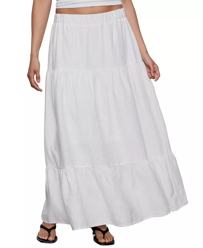 Alfani Sanctuary Women's The Prairie Linen Tiered Maxi Skirt Women's Fashion Shoes & Accessories