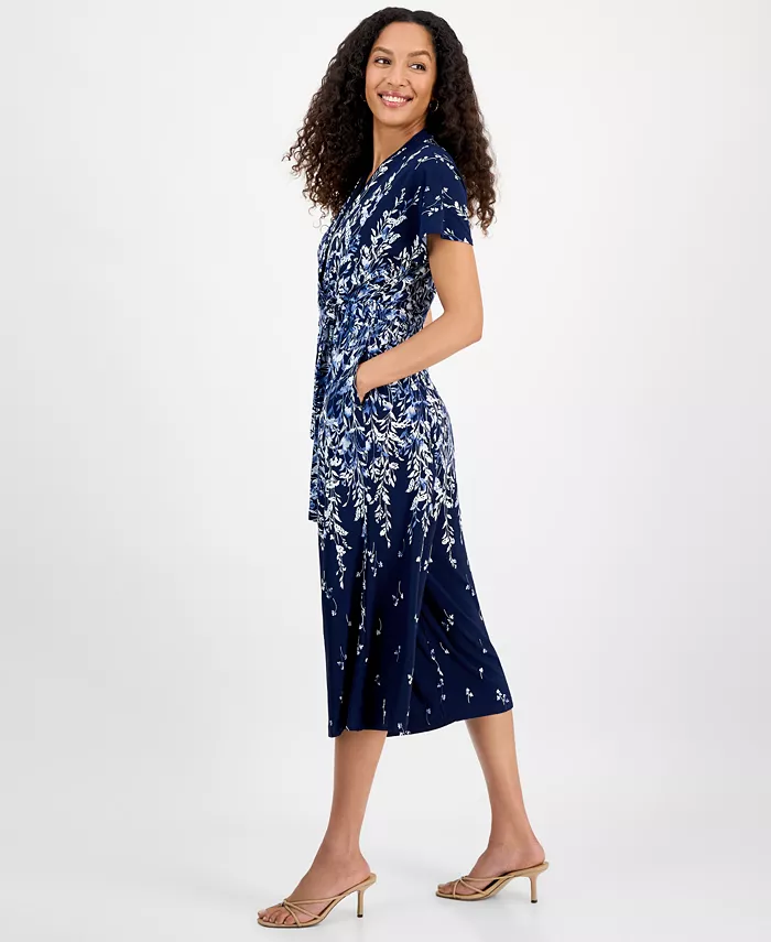 Alfani Sandra Darren Petite Printed Cropped Flutter-Sleeve Jumpsuit Women's Fashion Shoes & Accessories