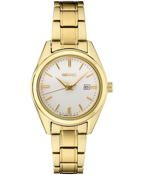 alfani Seiko Women's Essentials Gold-Tone Stainless Steel Bracelet Watch 29.8mm Jewelry & Watches
