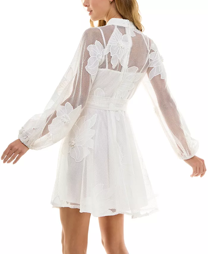 Alfani SENI & CADE Juniors' Jacquard Mesh Lined Dress Juniors'