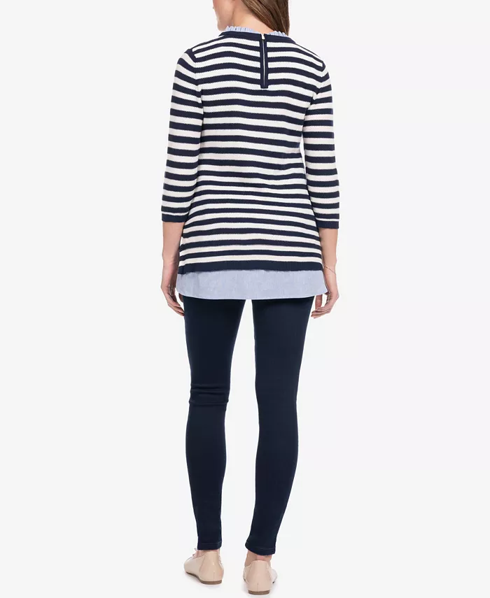 Alfani Seraphine Women's Cotton Maternity Nursing Sweater With Detachable Collar Women's Fashion Shoes & Accessories