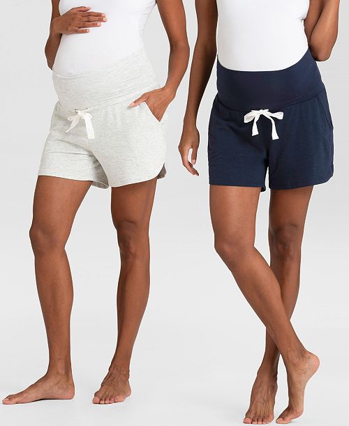 alfani Seraphine Women's Essential Jersey High Waist Maternity Shorts Set of 2 Women's Fashion Shoes & Accessories