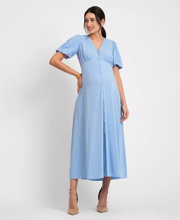 Alfani Seraphine Women's Maternity Button Through V-Neck Dress Women's Fashion Shoes & Accessories