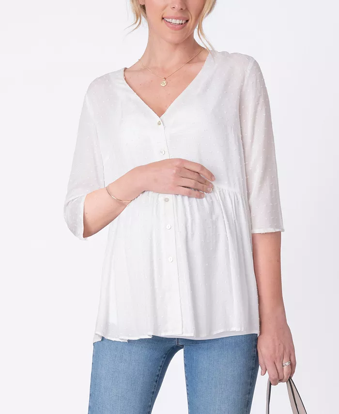 Alfani Seraphine Women's Maternity Confetti Fleck Woven Blouse Women's Fashion Shoes & Accessories