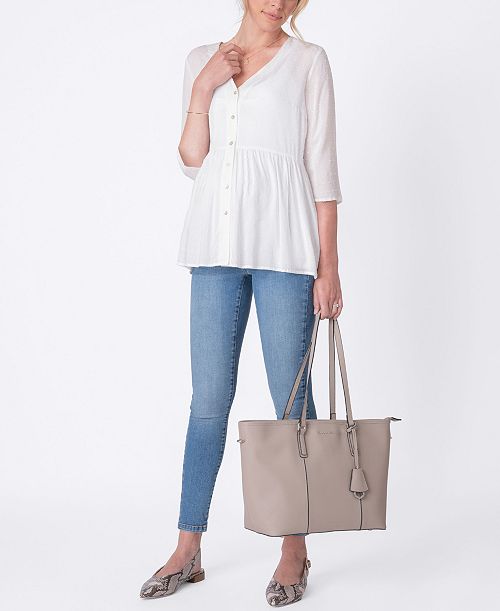 alfani Seraphine Women's Maternity Confetti Fleck Woven Blouse Women's Fashion Shoes & Accessories