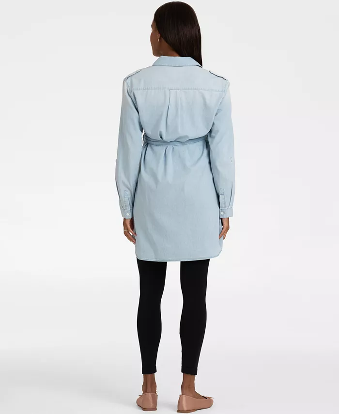 Alfani Seraphine Women's Maternity Cotton Chambray Belted Tunic Women's Fashion Shoes & Accessories