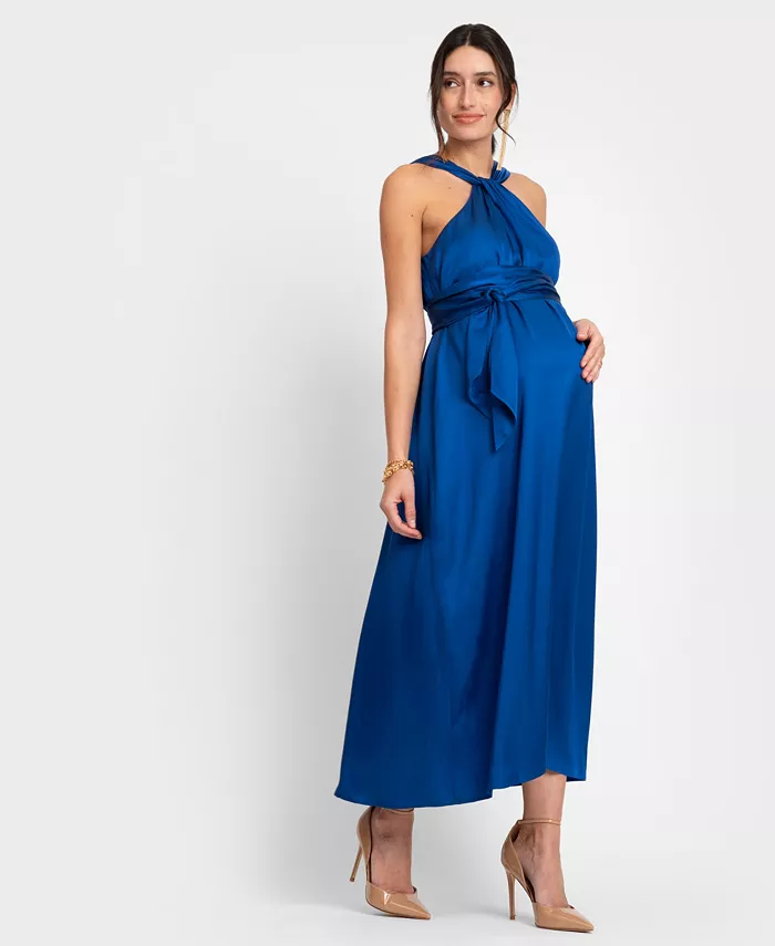 Alfani Seraphine Women's Maternity Reversible Halter A Line Dress Women's Fashion Shoes & Accessories