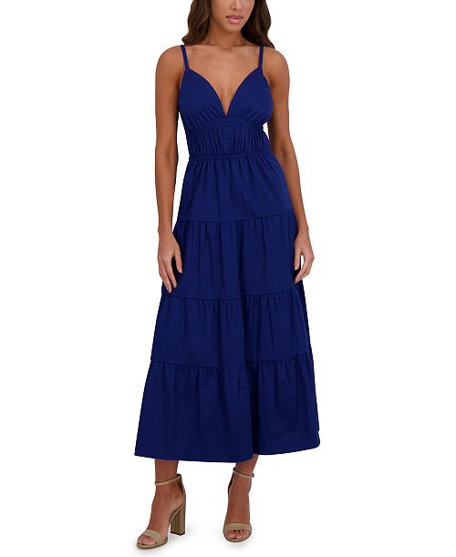 alfani Siena Women's Cotton-Blend Spaghetti-Strap Tiered Maxi Dress Women's Fashion Shoes & Accessories