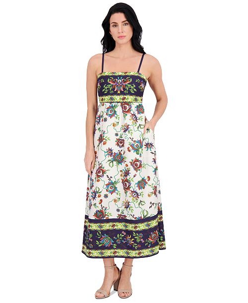 alfani Siena Women's Printed Square-Neck Sleeveless Maxi Dress Women's Fashion Shoes & Accessories