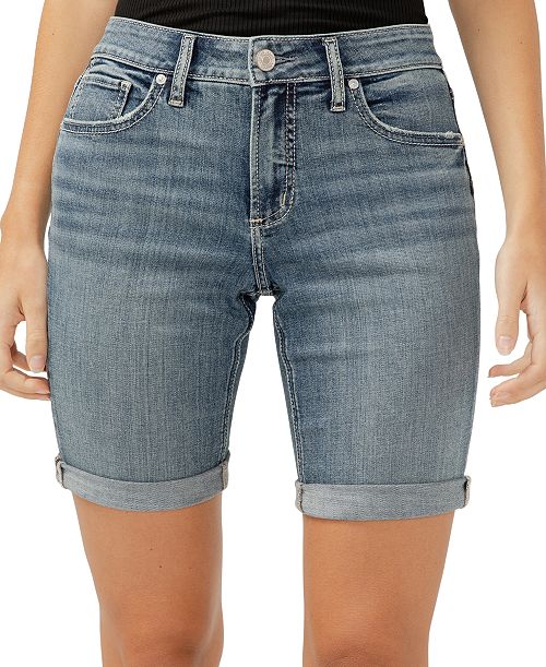 alfani Silver Jeans Co. Women's Elyse Mid-Rise Bermuda Shorts Juniors'