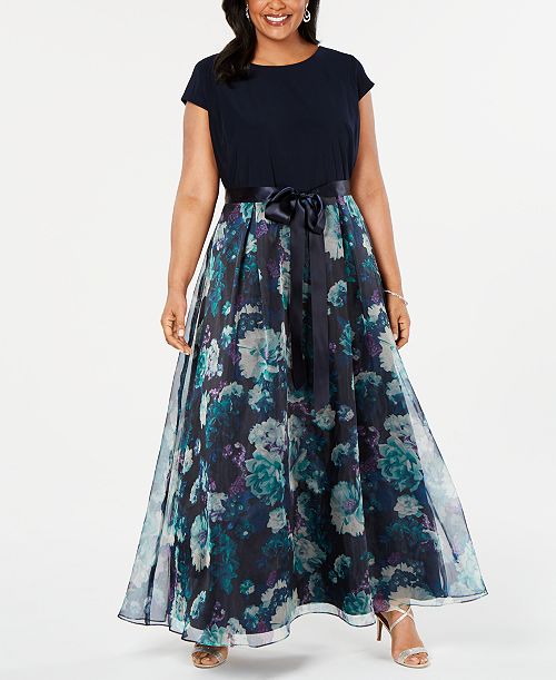 alfani SL Fashions Plus Size Floral-Skirt Gown Women's Fashion Shoes & Accessories