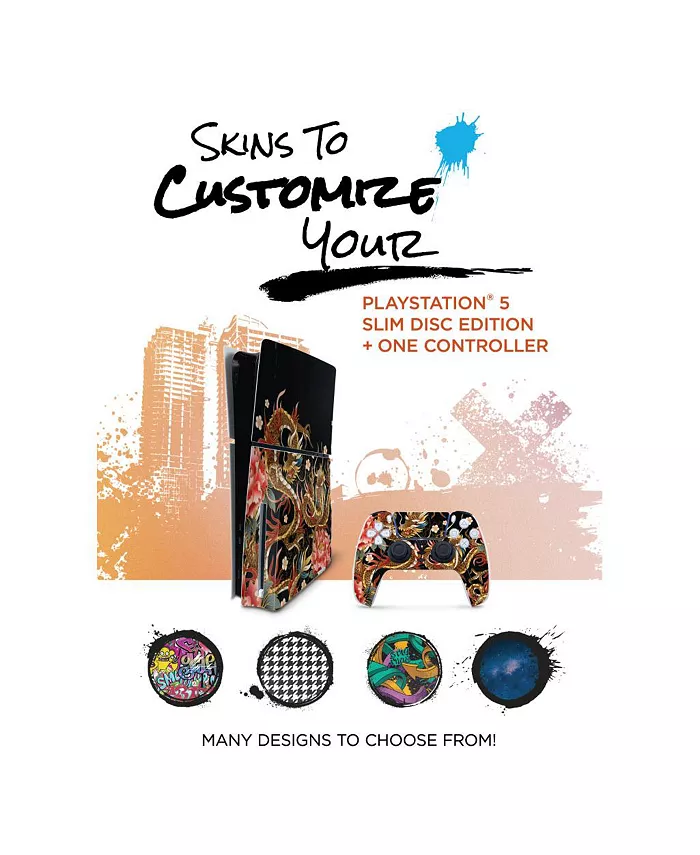 Alfani Sony PlayStation 5 Slim Disc With Extra Cosmic Red Controller Dual Charging Dock And MightySkins Decal Voucher Electronics