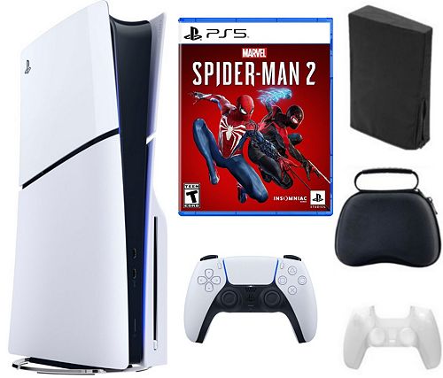 alfani Sony PS5 - Playstation 5 Slim Disc Bundle With Accessories and Spiderman Game Electronics