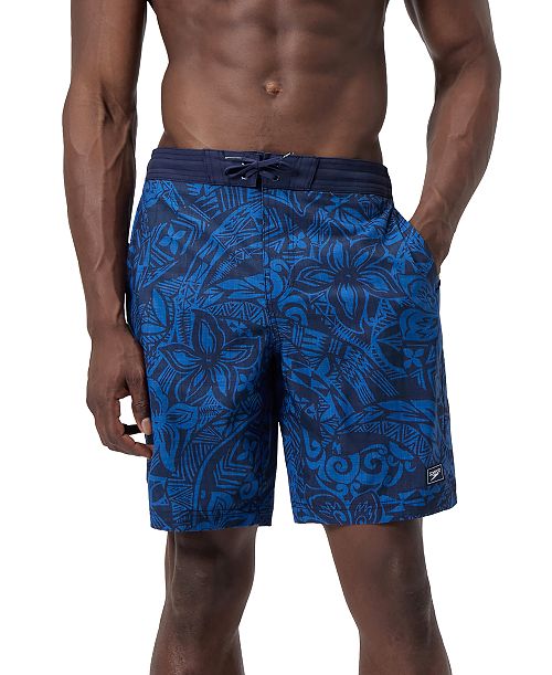 alfani Speedo Men's Bondi Basin Abstract Print Drawstring 9" Boardshorts Men's Fashion & Accessories