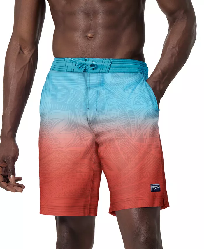 Alfani Speedo Men's Island Flow Bondi Basin Ombre Drawstring 9" Boardshorts Men's Fashion & Accessories