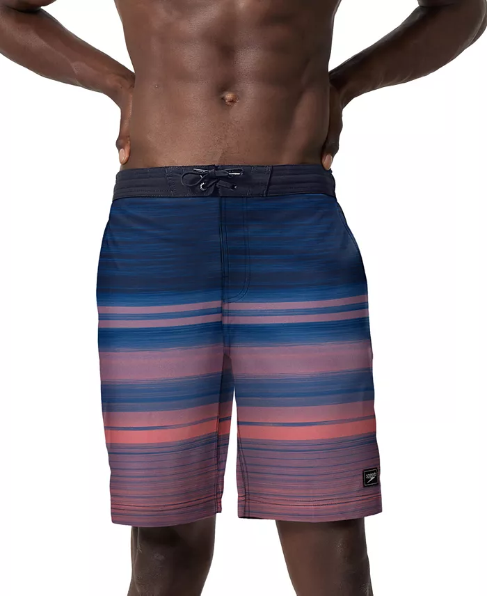 Alfani Speedo Men's Onshore Bondi Basin Ombre Stripe Drawstring 9" Boardshorts Men's Fashion & Accessories