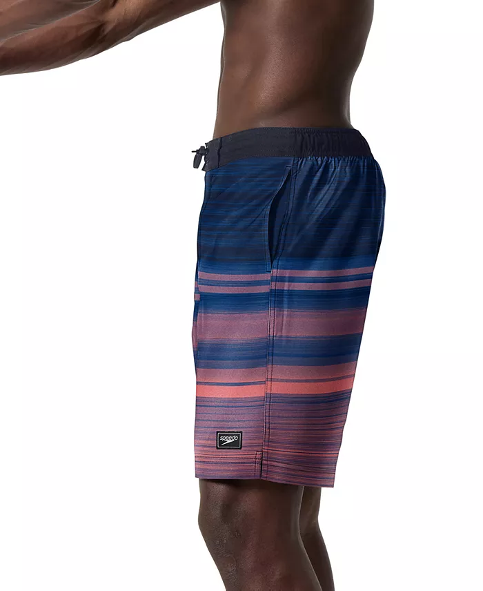 Alfani Speedo Men's Onshore Bondi Basin Ombre Stripe Drawstring 9" Boardshorts Men's Fashion & Accessories
