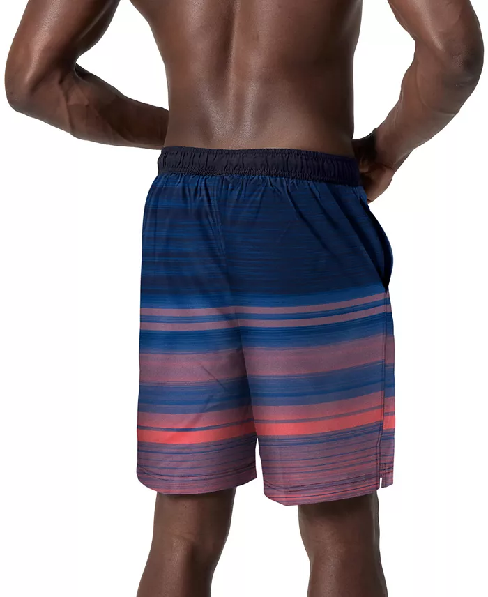 Alfani Speedo Men's Onshore Bondi Basin Ombre Stripe Drawstring 9" Boardshorts Men's Fashion & Accessories