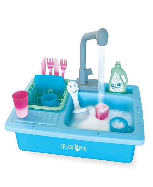 alfani Splash Fun Wash-up Kitchen Sink Running Water Pretend Play Color Changing Kitchen Toy Cups and Accessories 15 Piece Set with Working Faucet All Toys