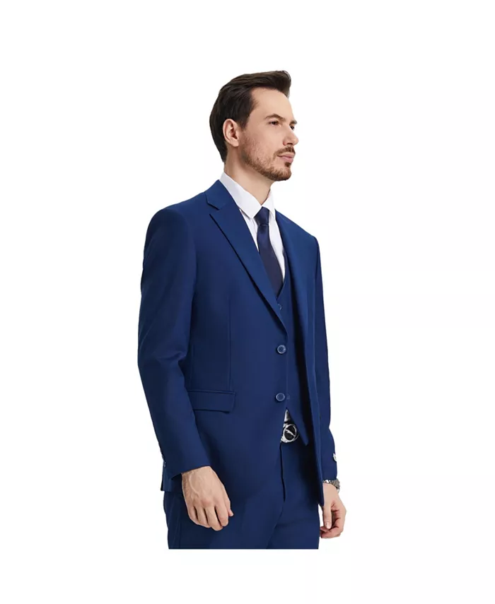 Alfani Stacy Adams Men's Hybrid-Fit 3pc Notch Lapel Suit Set Jacket Vest And Pants Men's Fashion & Accessories