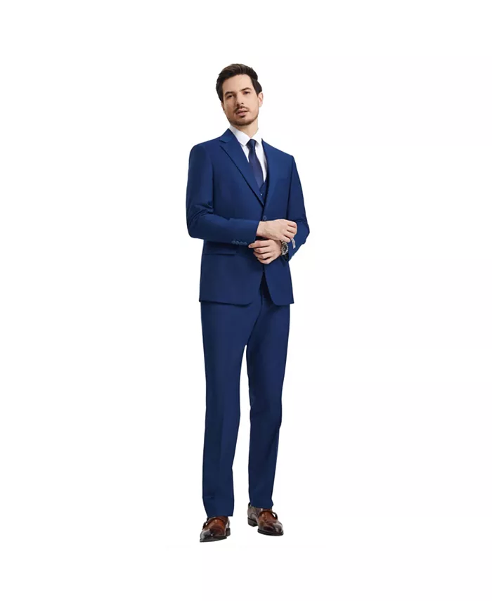 Alfani Stacy Adams Men's Hybrid-Fit 3pc Notch Lapel Suit Set Jacket Vest And Pants Men's Fashion & Accessories
