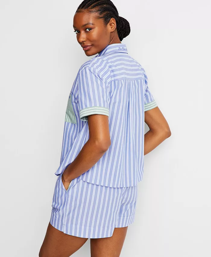 Alfani State Of Day Women's Colorblocked Striped Boxer Pajama Set Exclusively At Macy's Women's Fashion Shoes & Accessories