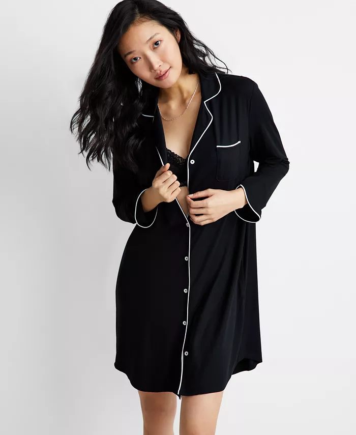 Alfani State Of Day Women's Notch Collar Sleepshirt XS-3X Created For Macy's Women's Fashion Shoes & Accessories