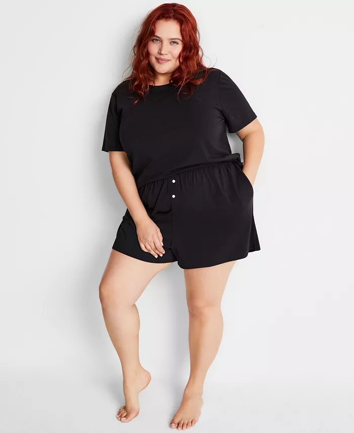 Alfani State Of Day Women's Short-Sleeve Boxer Pajama Set XS-3X Exclusively At Macy's Women's Fashion Shoes & Accessories