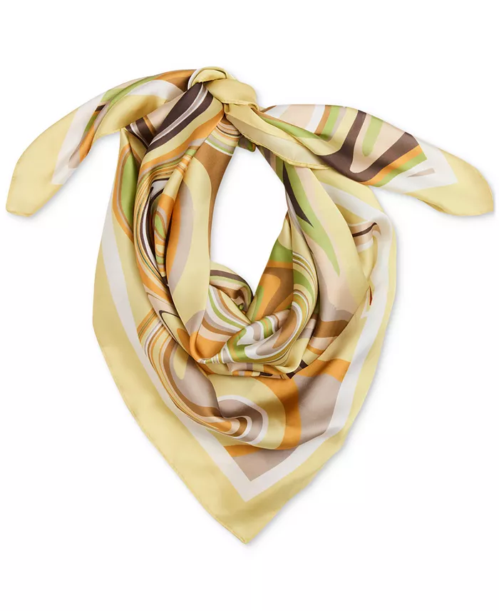 Alfani Steve Madden Swirl Away Satin Square Scarf Women's Fashion Shoes & Accessories