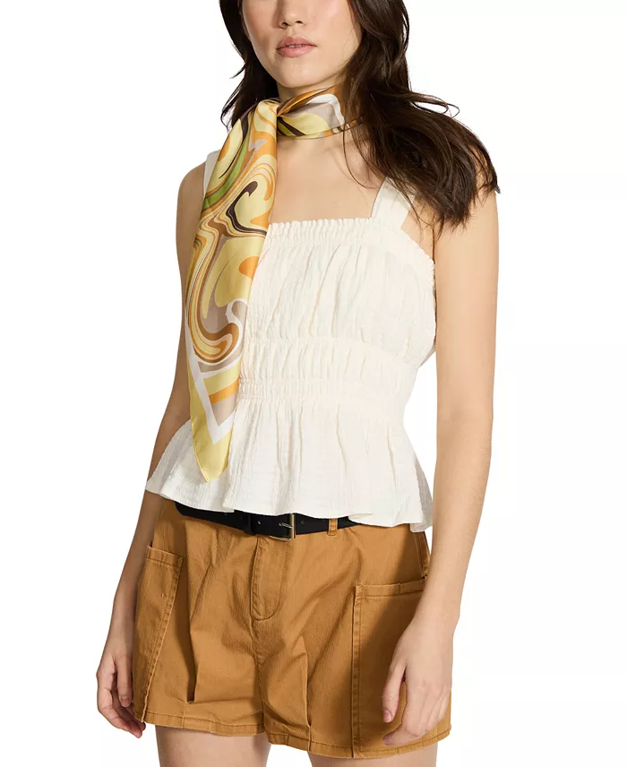 Alfani Steve Madden Swirl Away Satin Square Scarf Women's Fashion Shoes & Accessories