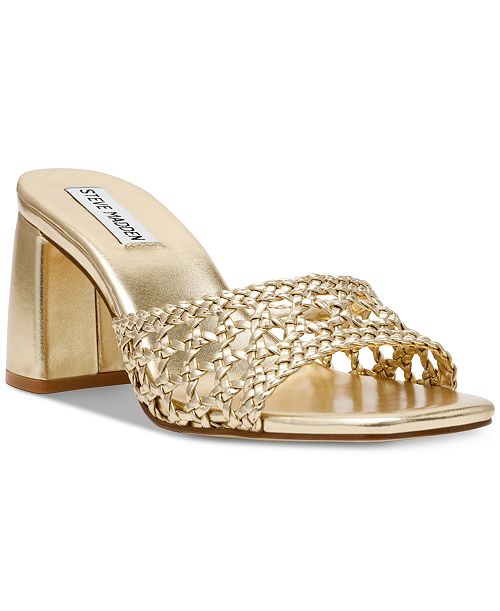 alfani Steve Madden Women's Mania Woven Block-Heel Sandals Women's Fashion Shoes & Accessories
