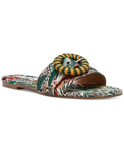 alfani Steve Madden Women's Merla Raffia Buckle Slide Sandals Women's Fashion Shoes & Accessories
