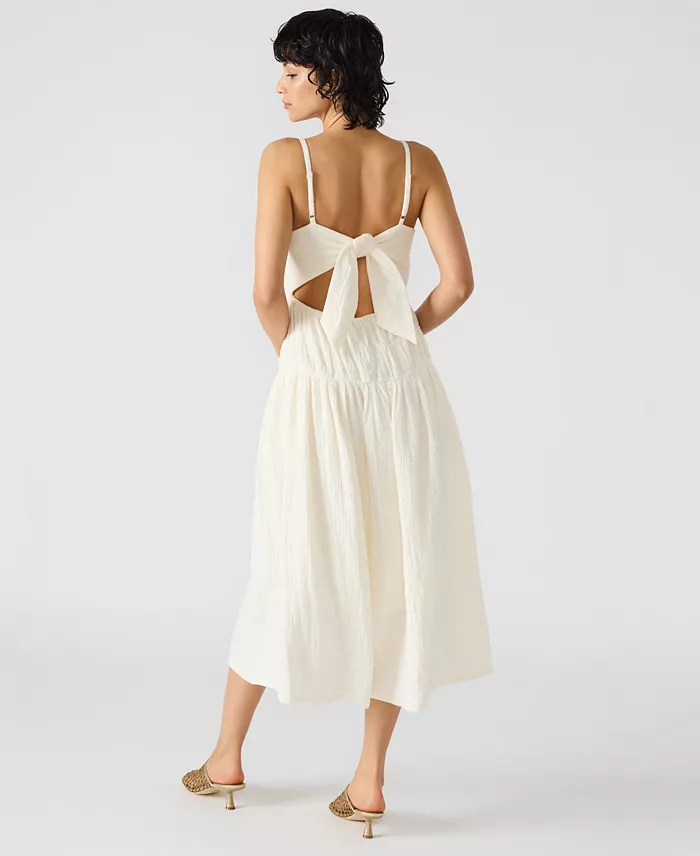 Alfani Steve Madden Women's Toby Shirred Gauze Midi Dress Women's Fashion Shoes & Accessories